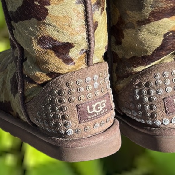 Ugg Rowland Short Boots Calf Hair Green Brown CAMO 7 - Picture 5 of 7